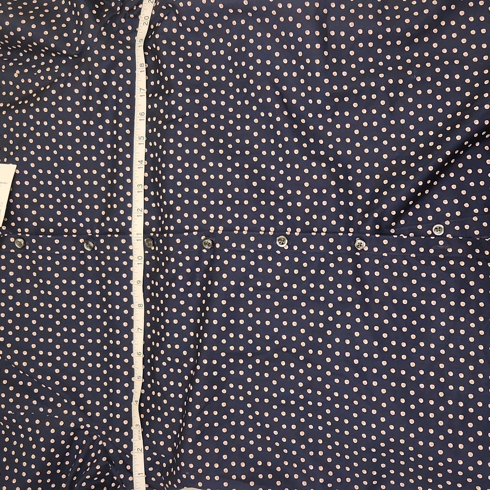 Lands' End NWT No Iron Supima button down shirt, sz 12, midnight indigo dots - Picture 7 of 9